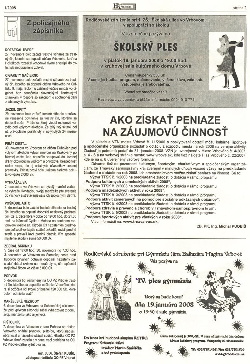 Hlas Vrbového 1/2008, strana 2