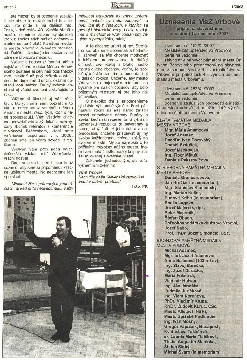 Hlas Vrbového 1/2008, strana 9