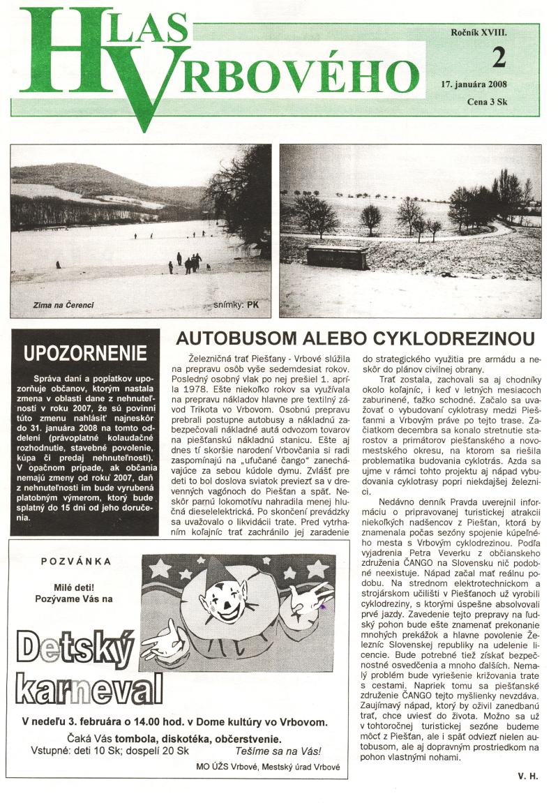 Hlas Vrbového 2/2008, strana 1