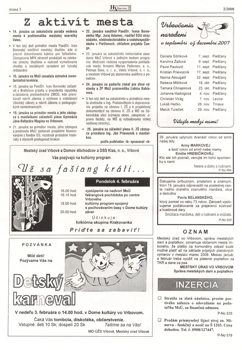 Hlas Vrbového 3/2008, strana 3