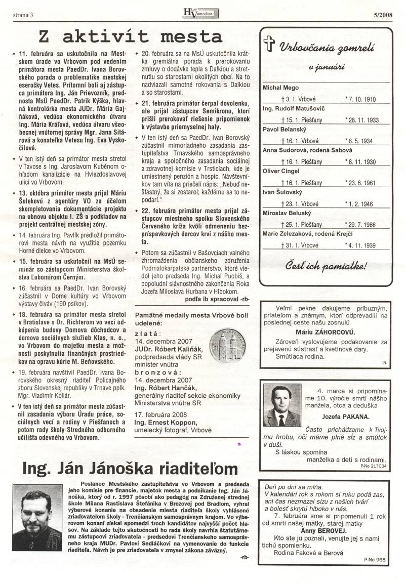 Hlas Vrbového 5/2008, strana 3