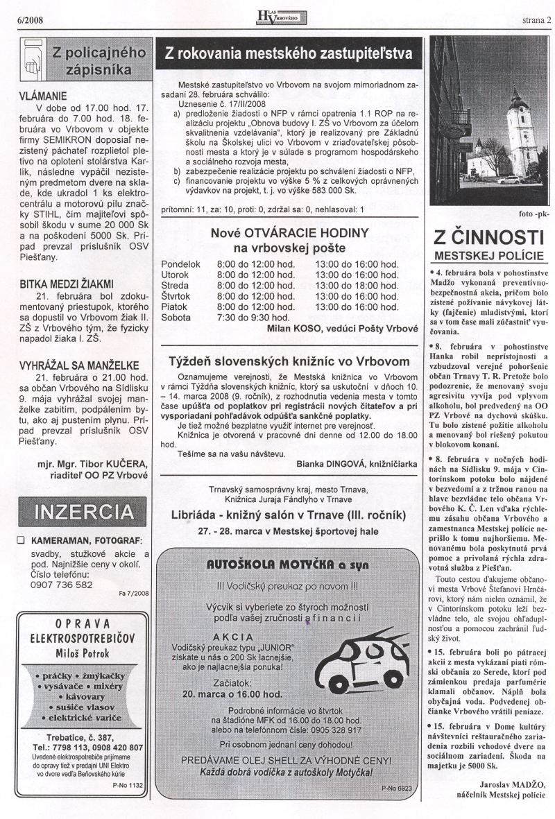 Hlas Vrbového 6/2008, strana 2