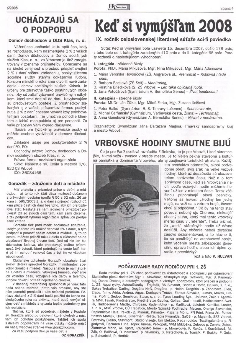 Hlas Vrbového 6/2008, strana 4