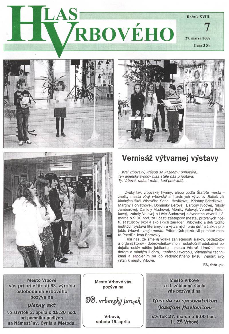 Hlas Vrbového 7/2008, strana 1