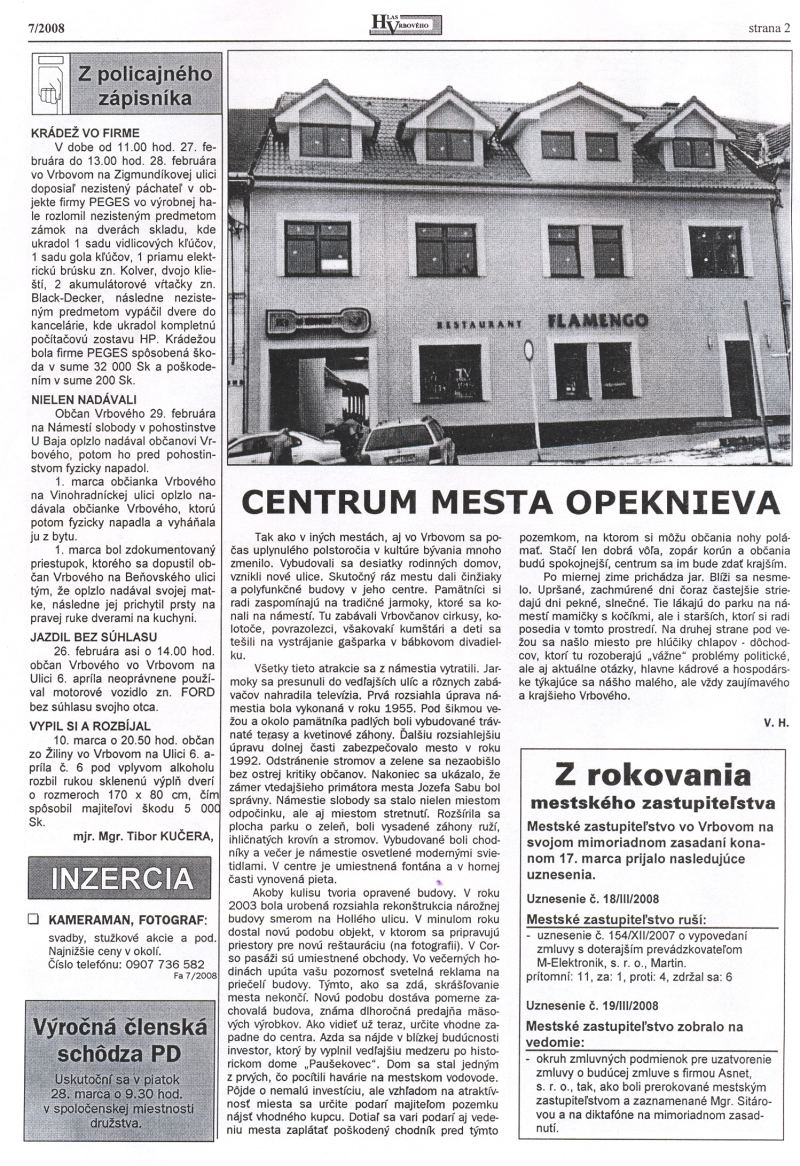 Hlas Vrbového 7/2008, strana 2