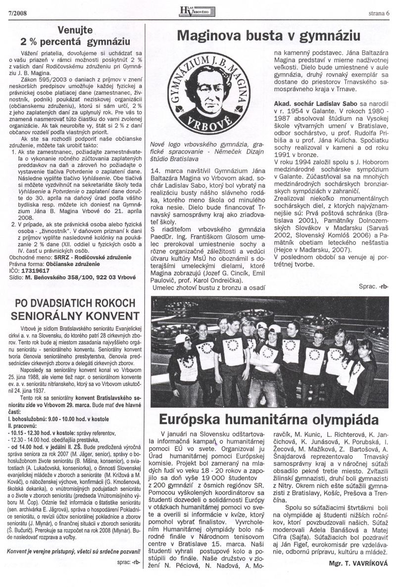Hlas Vrbového 7/2008, strana 6