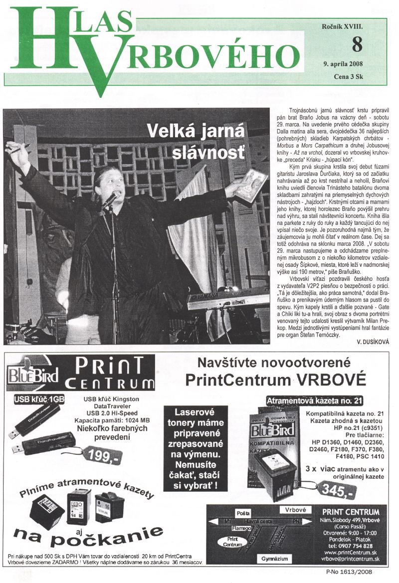 Hlas Vrbového 8/2008, strana 1