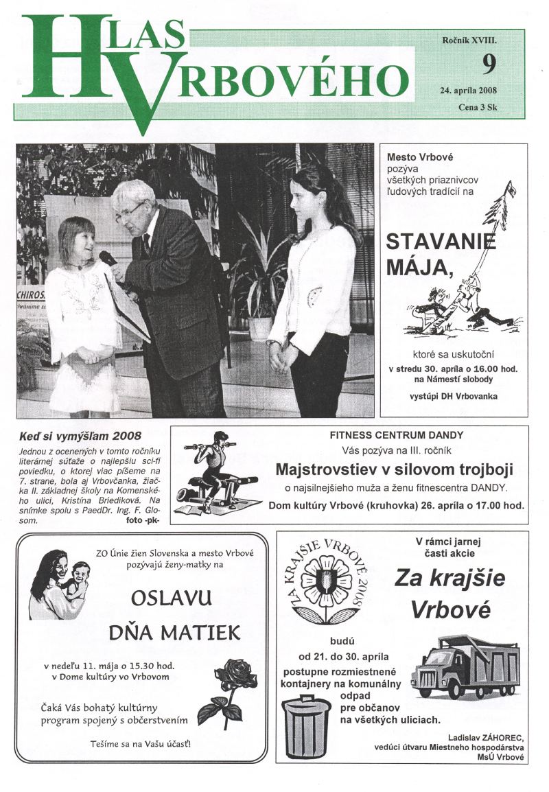 Hlas Vrbového 9/2008, strana 1