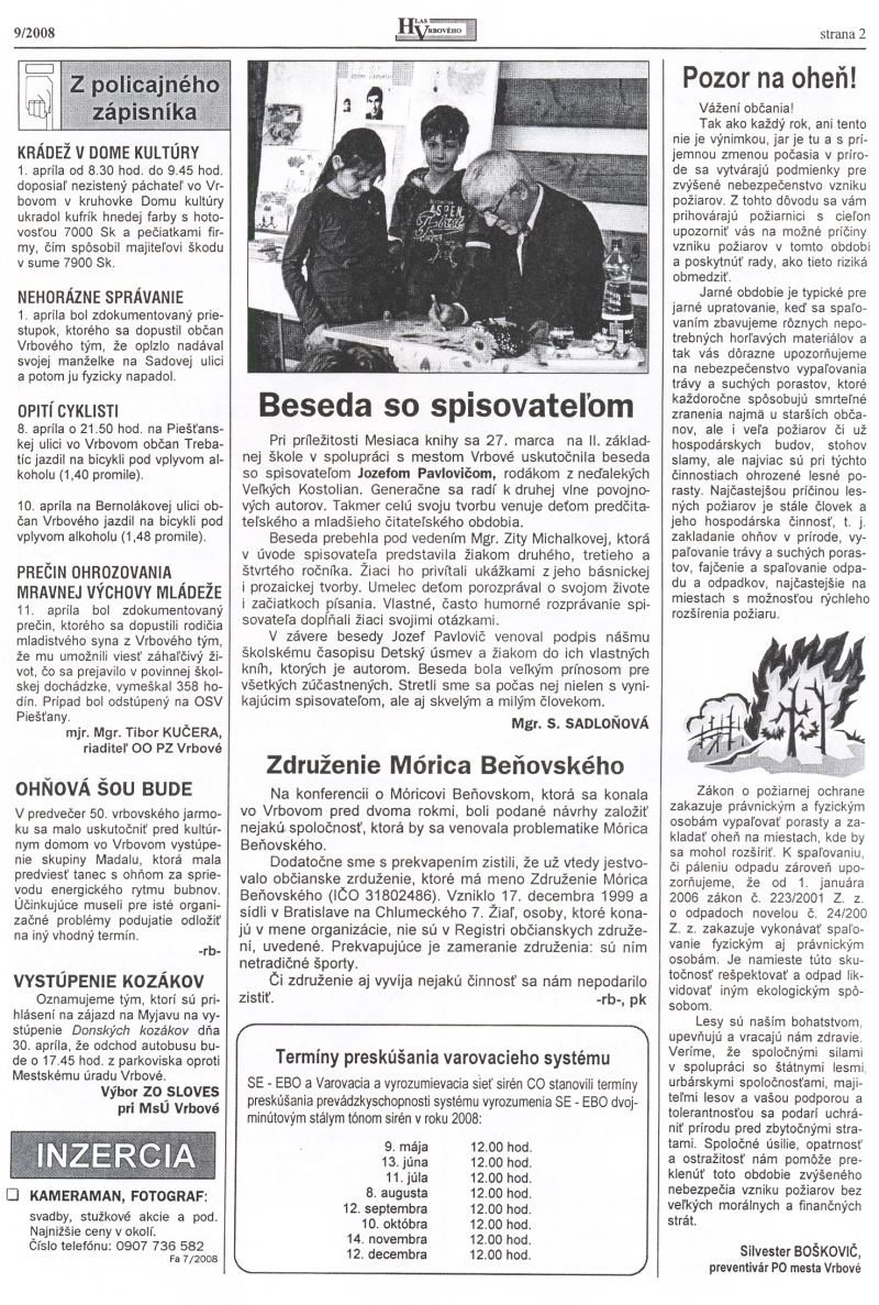 Hlas Vrbového 9/2008, strana 2