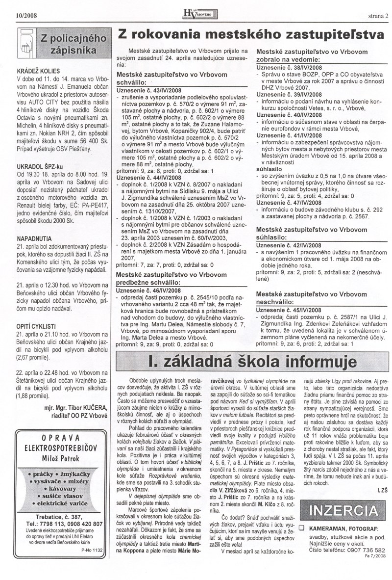 Hlas Vrbového 10/2008, strana 2