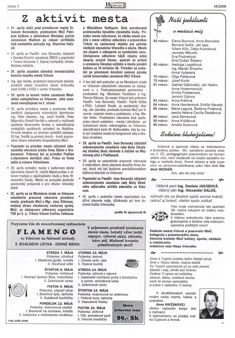 Hlas Vrbového 10/2008, strana 3