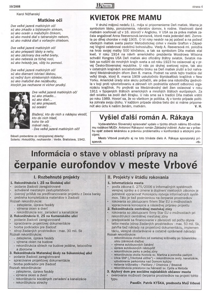 Hlas Vrbového 10/2008, strana 4