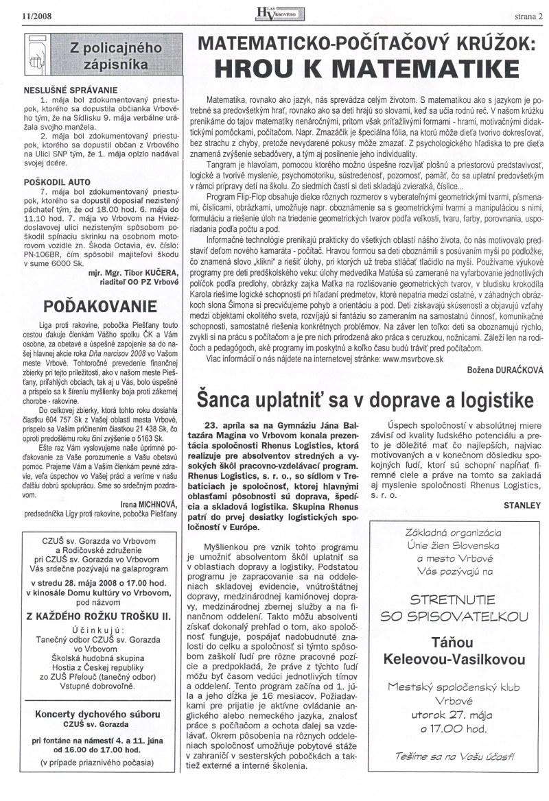 Hlas Vrbového 11/2008, strana 2