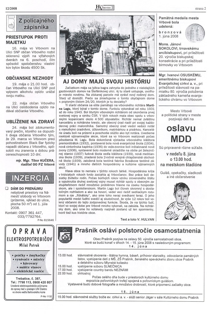 Hlas Vrbového 12/2008, strana 2