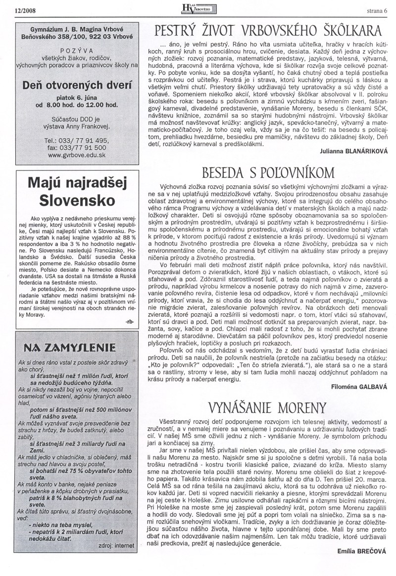 Hlas Vrbového 12/2008, strana 6