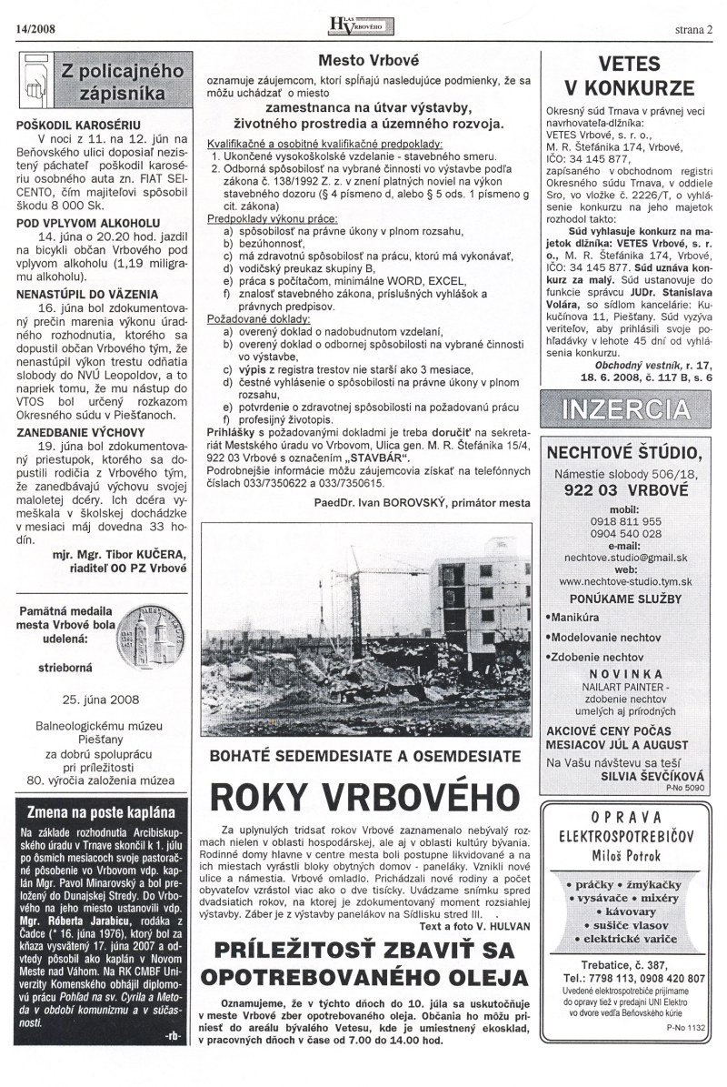 Hlas Vrbového 14/2008, strana 2