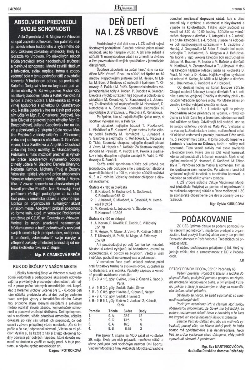 Hlas Vrbového 14/2008, strana 6