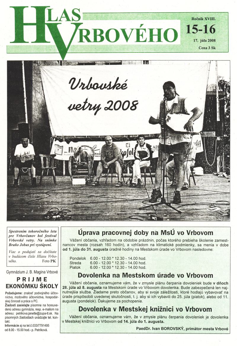 Hlas Vrbového 15,16/2008, strana 1