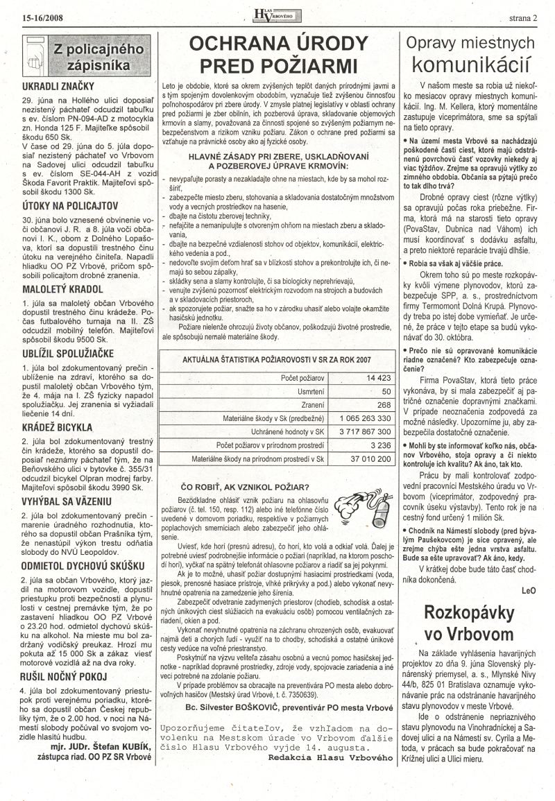 Hlas Vrbového 15,16/2008, strana 2