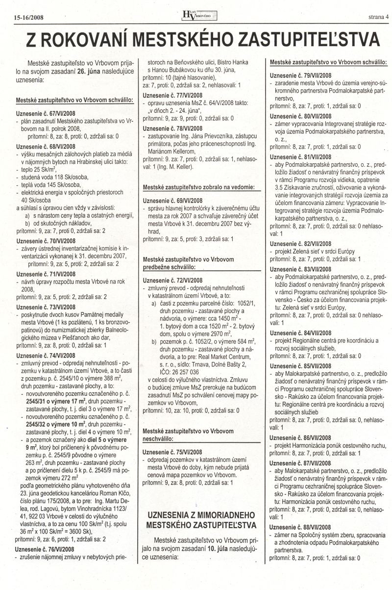 Hlas Vrbového 15,16/2008, strana 4