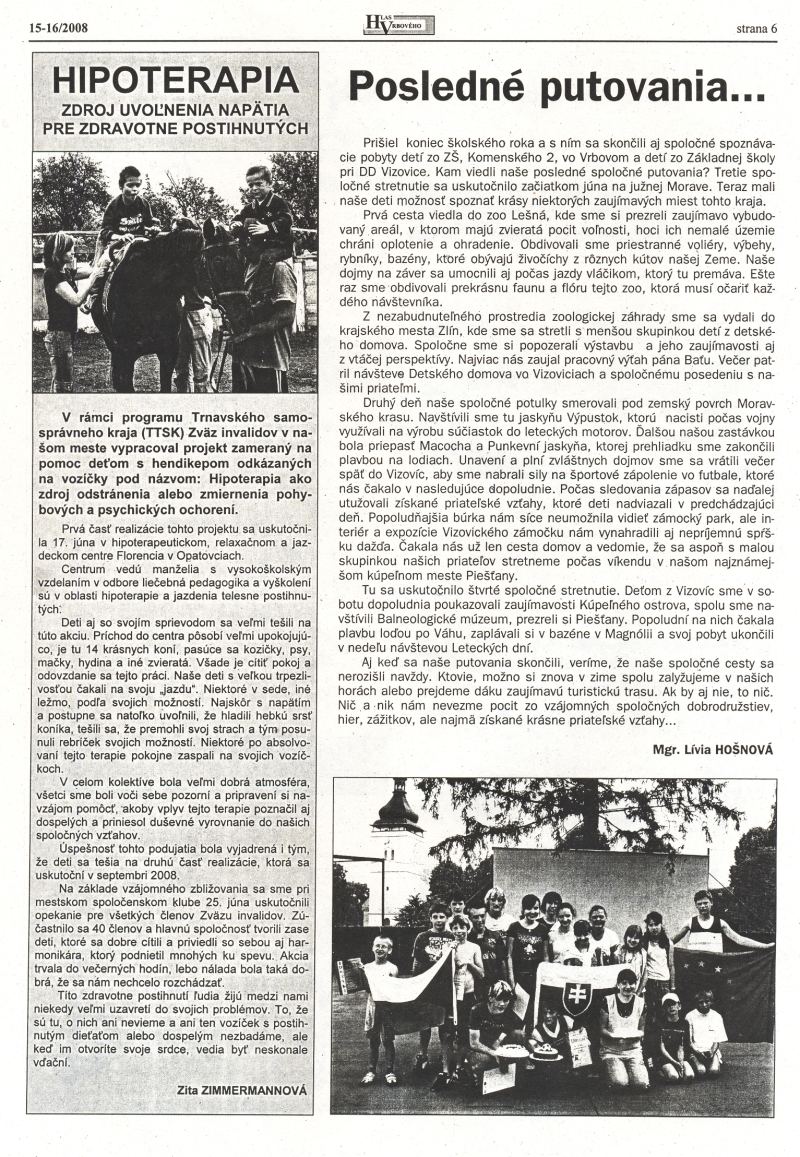 Hlas Vrbového 15,16/2008, strana 6