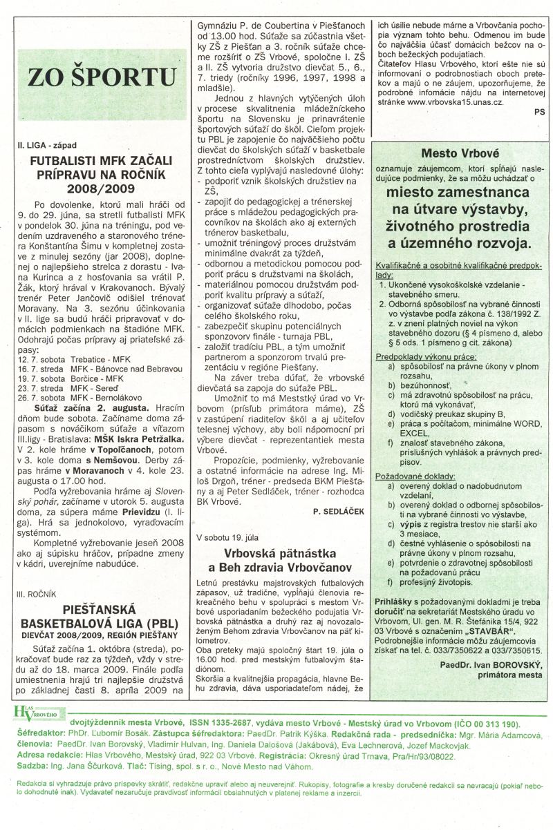 Hlas Vrbového 15,16/2008, strana 8