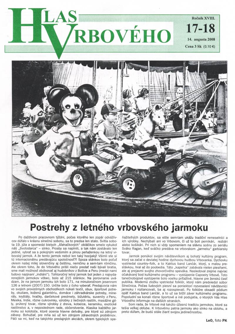 Hlas Vrbového 17,18/2008, strana 1