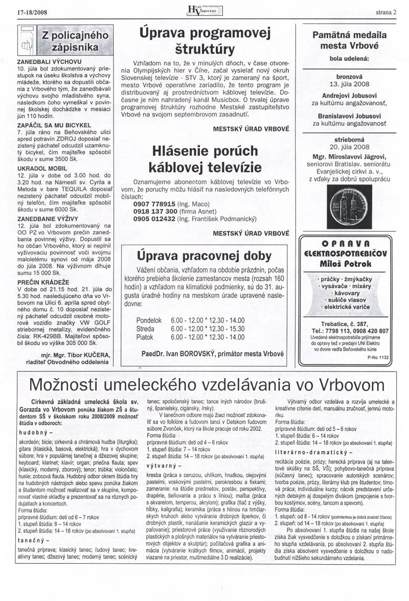 Hlas Vrbového 17,18/2008, strana 2