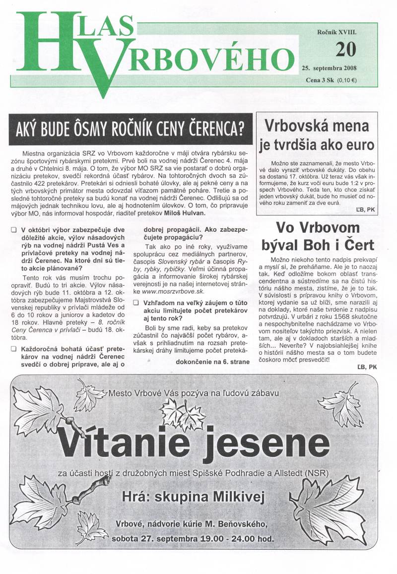 Hlas Vrbového 20/2008, strana 1