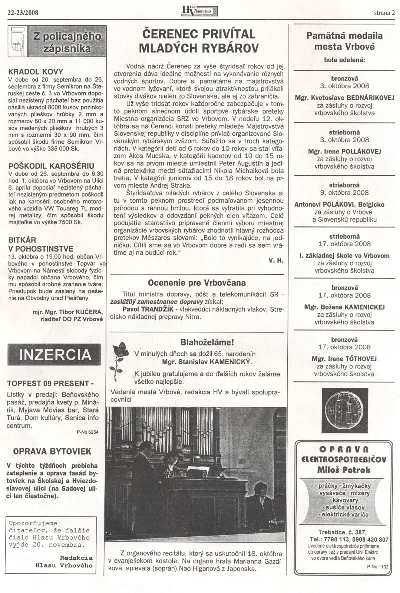 Hlas Vrbového 22,23/2008, strana 2