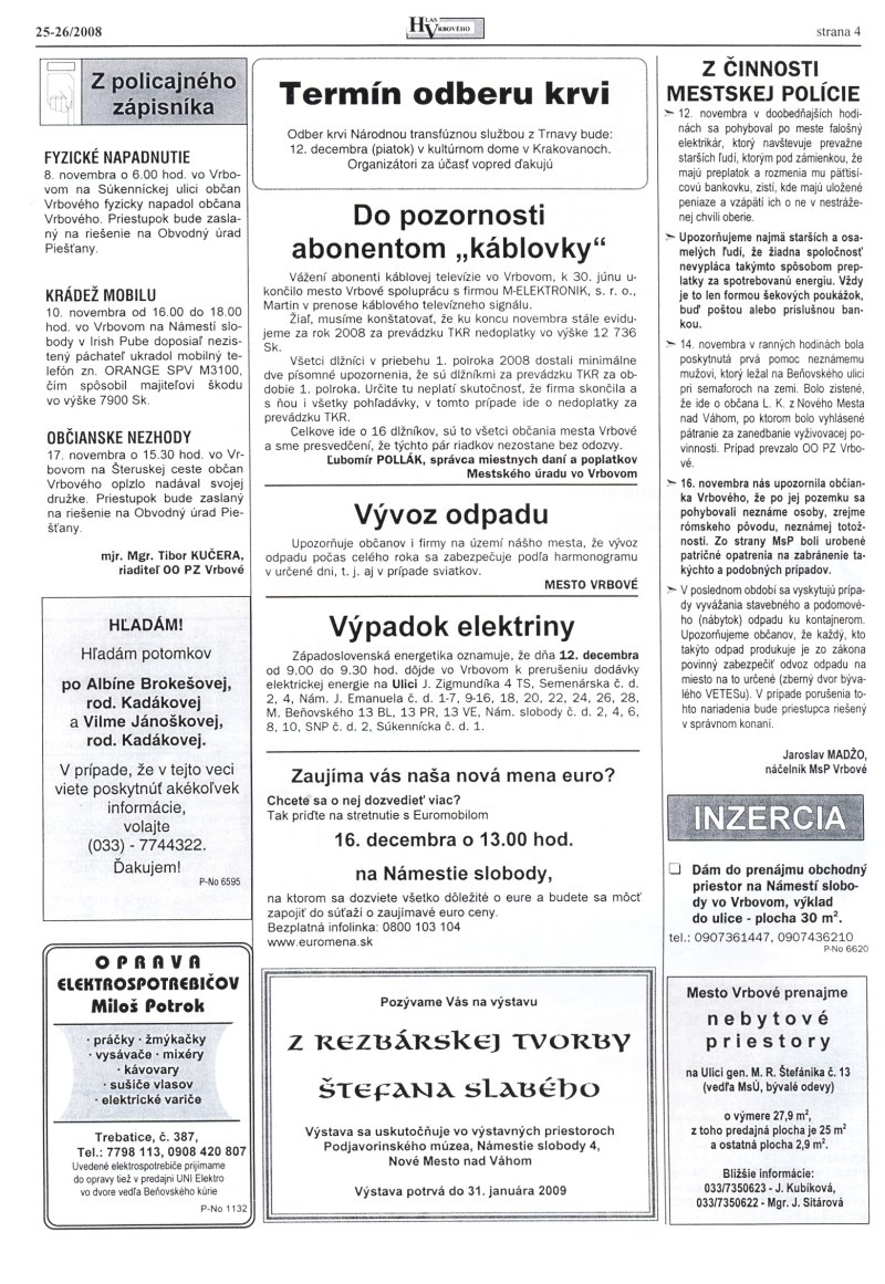 Hlas Vrbového 25,26/2008, strana 4