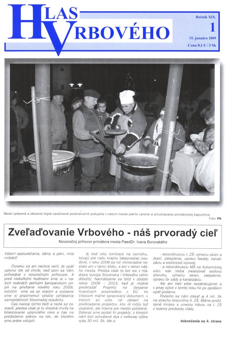 Hlas Vrbového 01/2009, strana 1