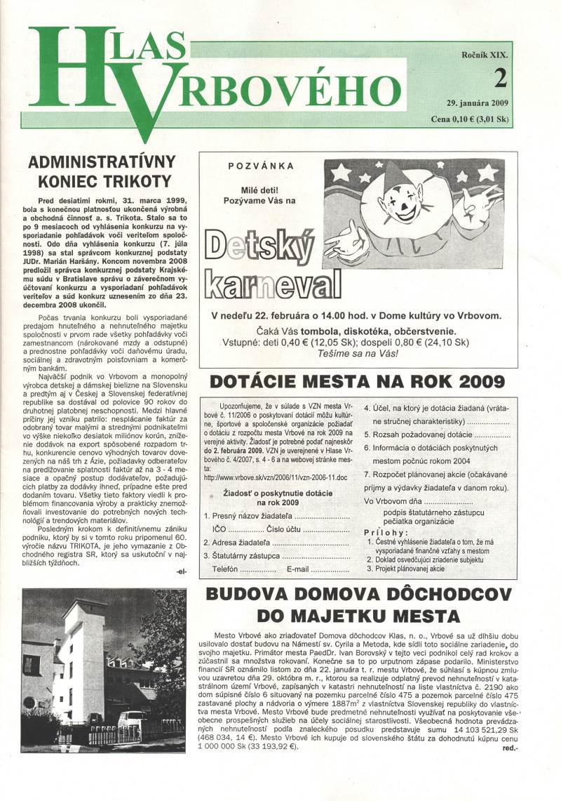 Hlas Vrbového 02/2009, strana 1