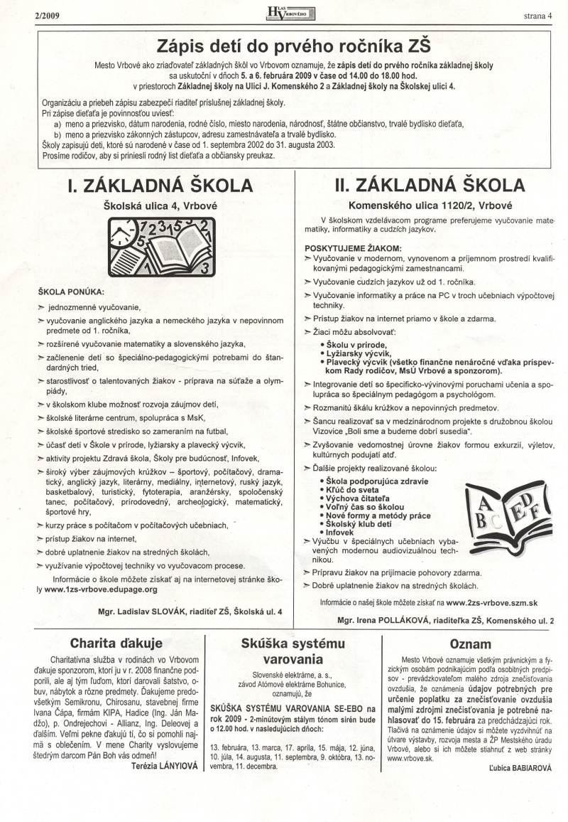 Hlas Vrbového 02/2009, strana 4