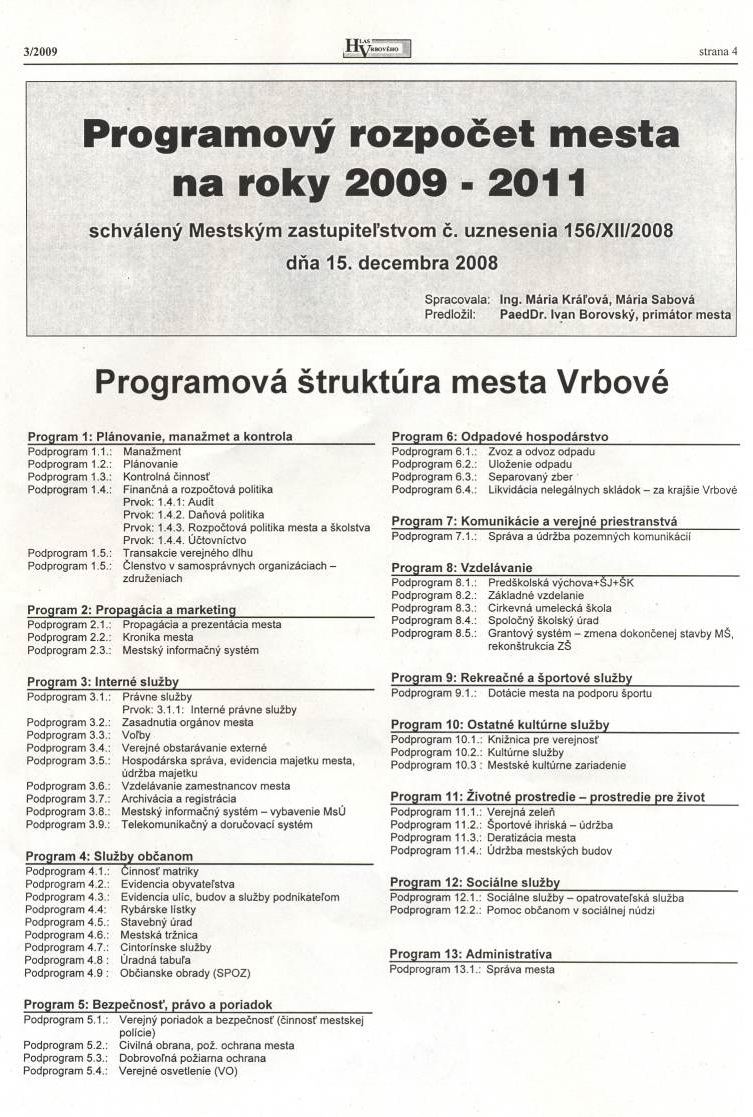 Hlas Vrbového 03/2009, strana 4