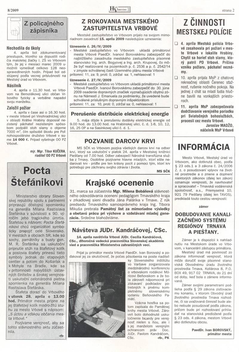 Hlas Vrbového 08/2009, strana 2