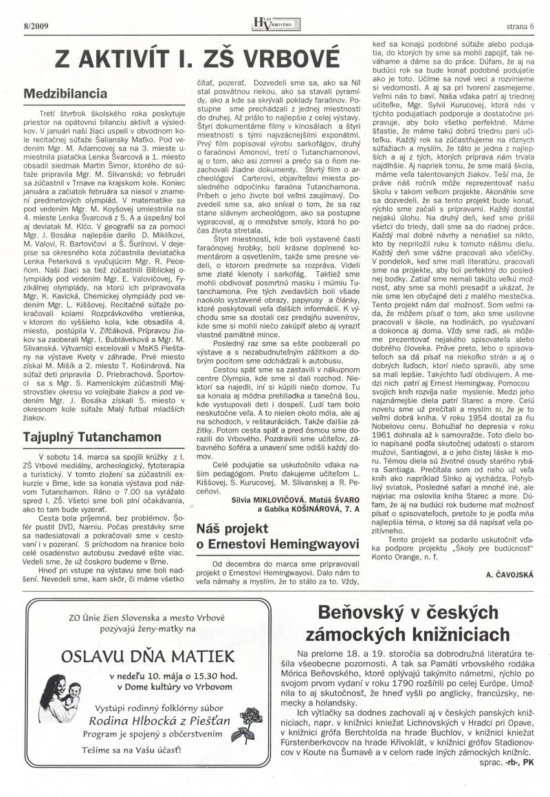 Hlas Vrbového 08/2009, strana 6