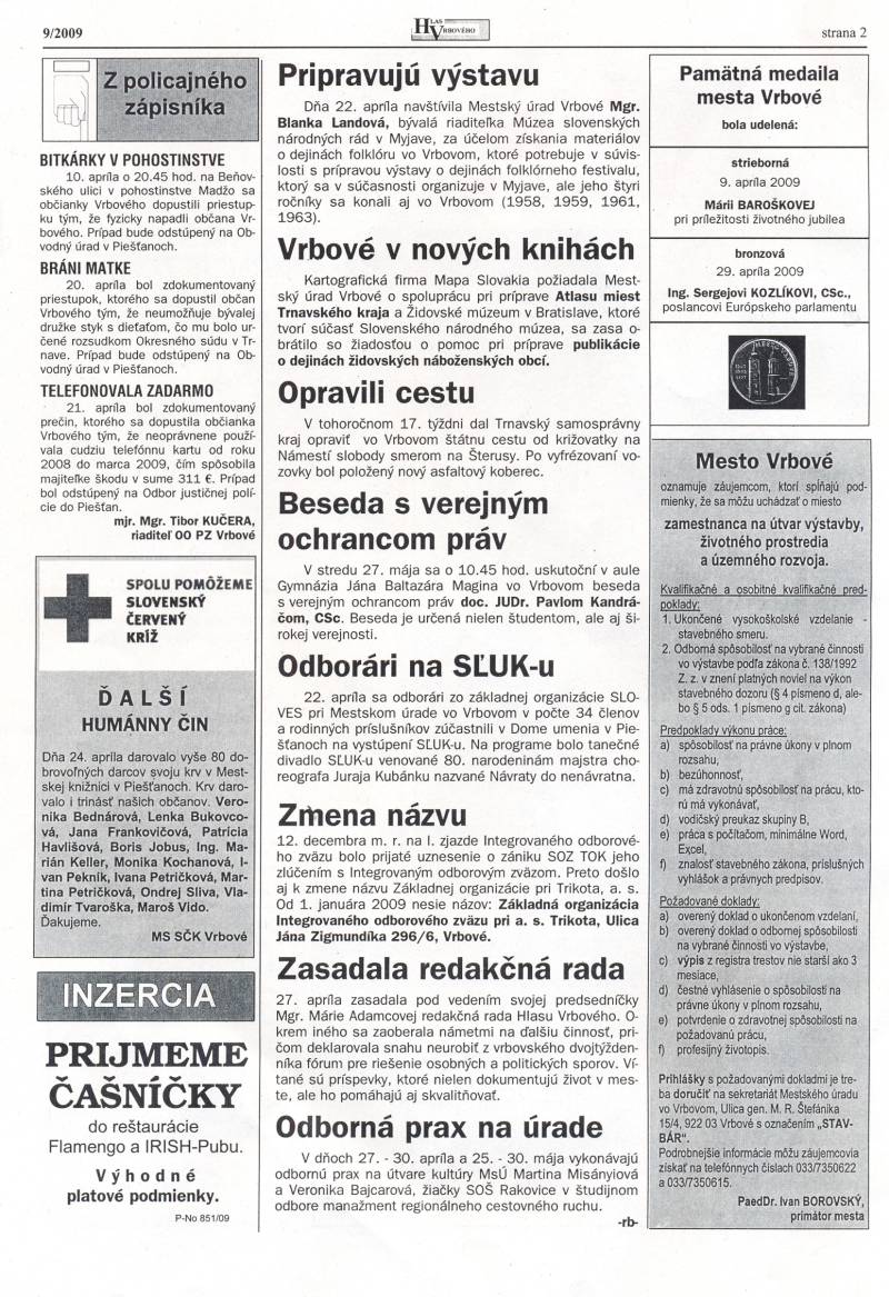 Hlas Vrbového 09/2009, strana 2