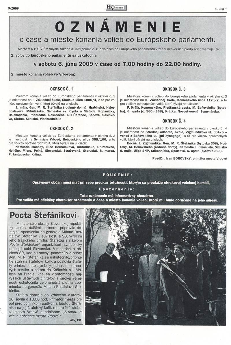 Hlas Vrbového 09/2009, strana 4