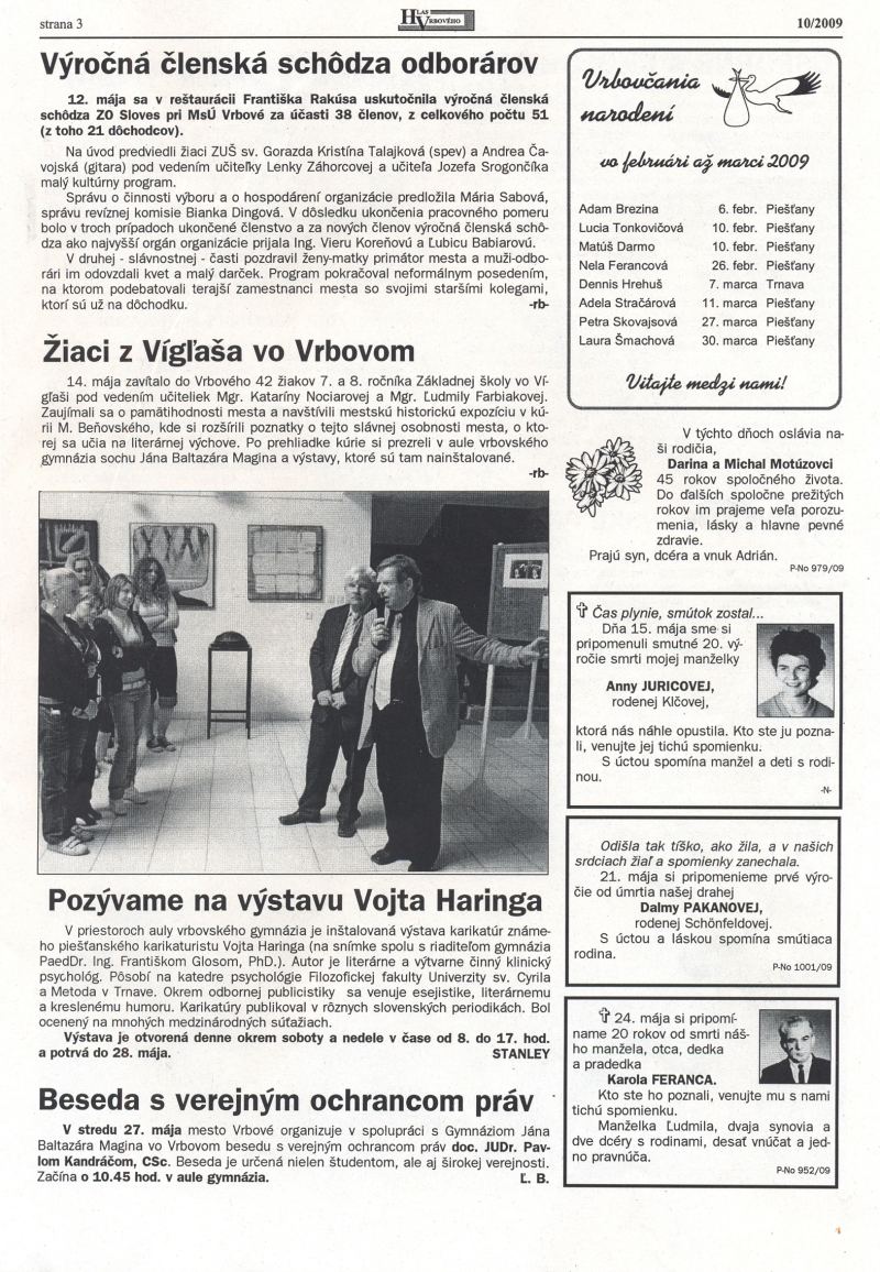Hlas Vrbového 10/2009, strana 3