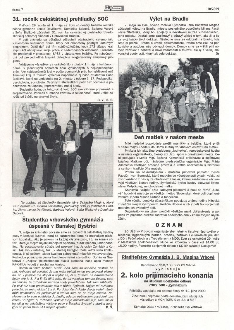 Hlas Vrbového 10/2009, strana 7