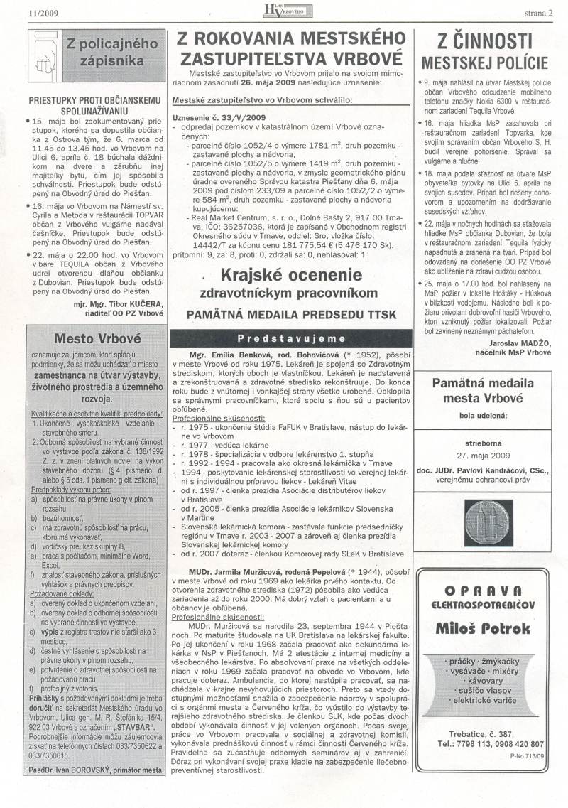 Hlas Vrbového 11/2009, strana 2