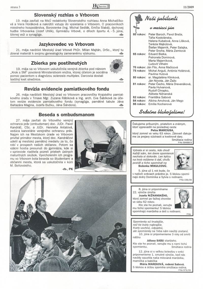 Hlas Vrbového 11/2009, strana 3