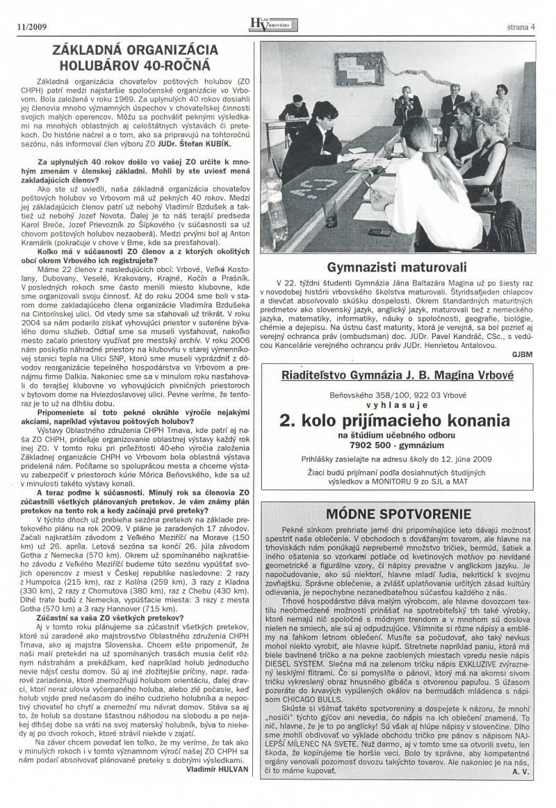 Hlas Vrbového 11/2009, strana 4