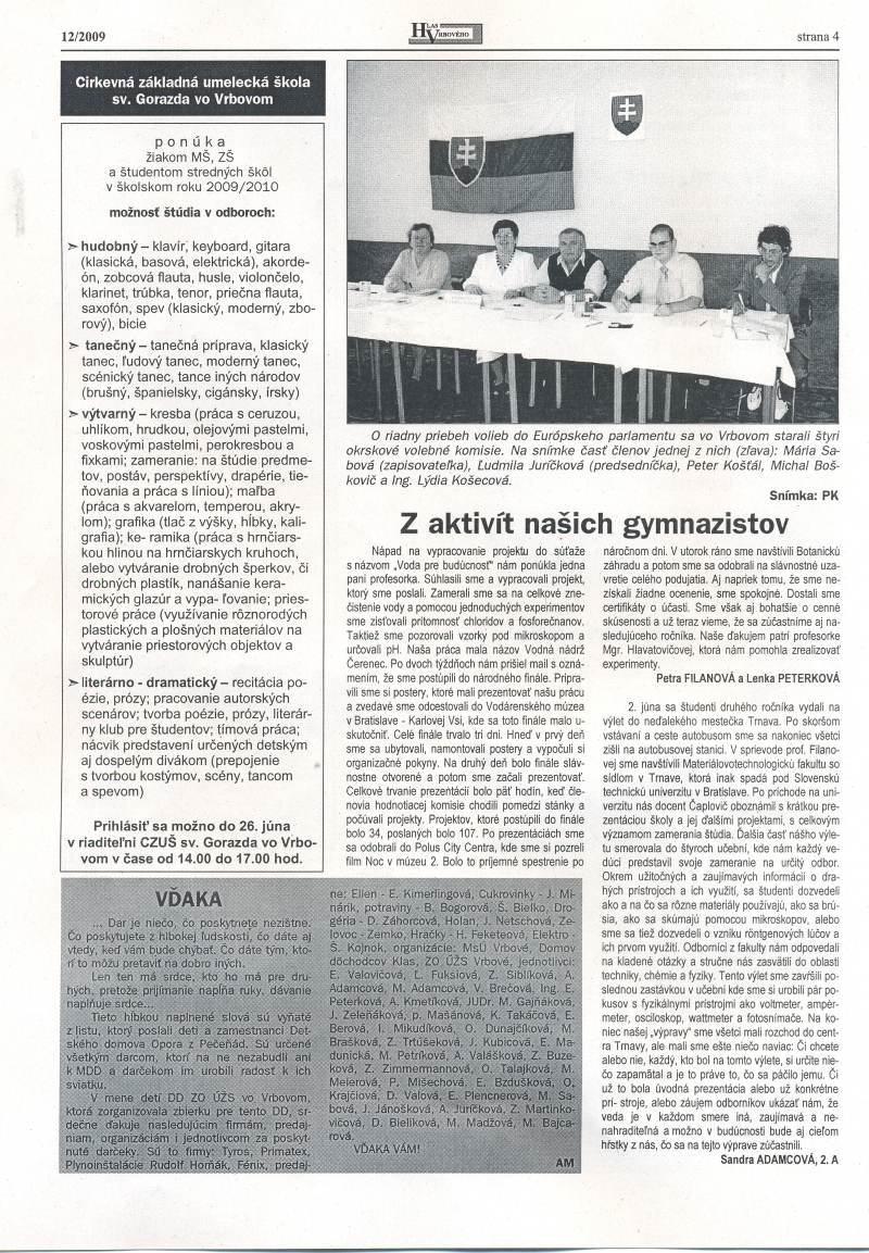 Hlas Vrbového 12/2009, strana 4