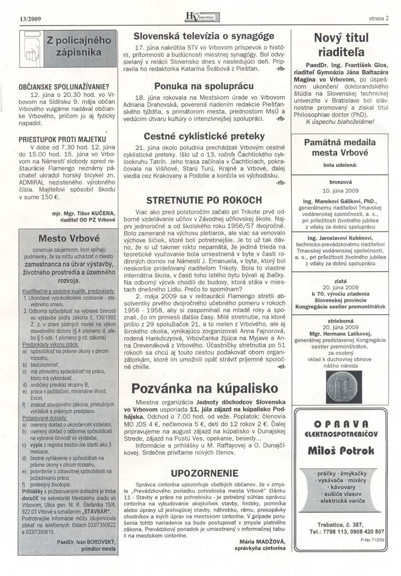 Hlas Vrbového 13/2009, strana 2