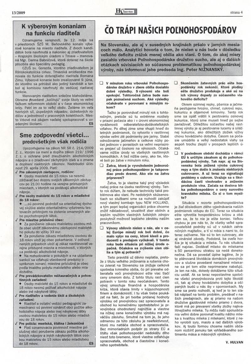 Hlas Vrbového 13/2009, strana 4