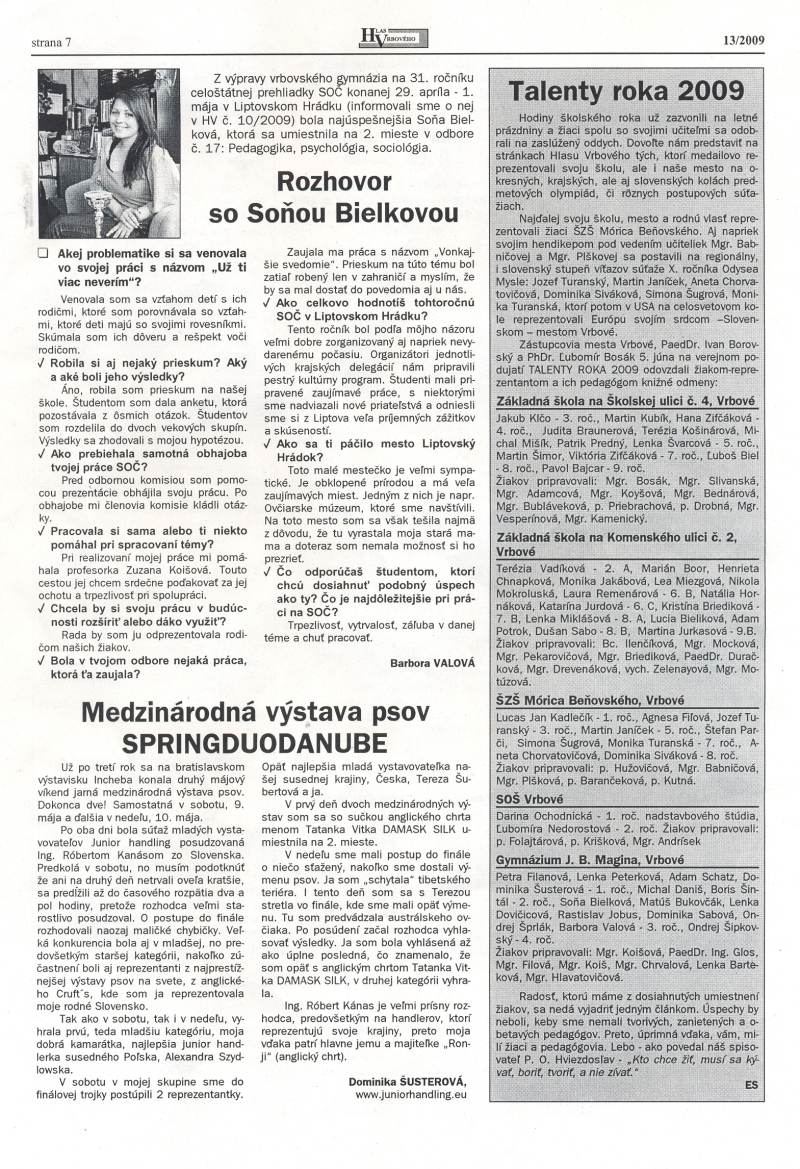 Hlas Vrbového 13/2009, strana 7