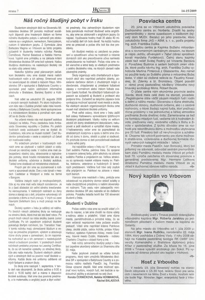Hlas Vrbového 14,15/2009, strana 7