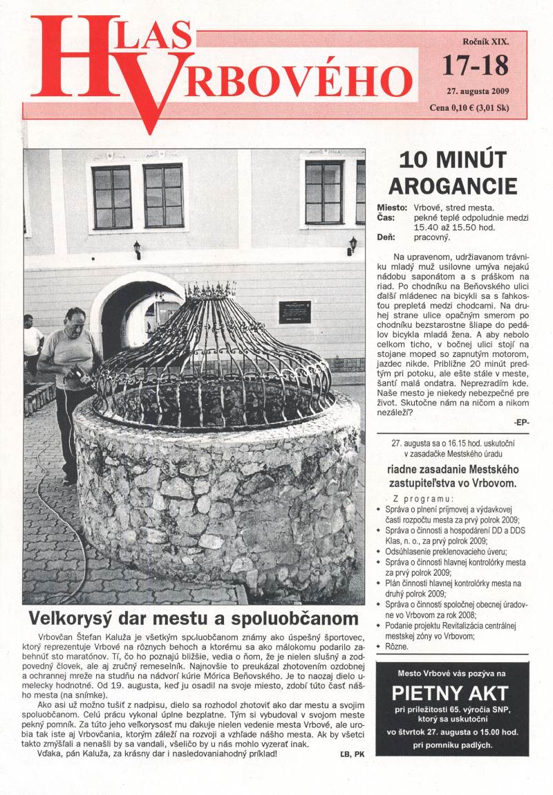 Hlas Vrbového 17,18/2009, strana 1